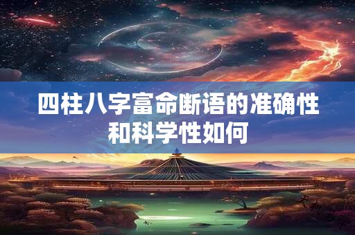 四柱八字富命断语的准确性和科学性如何