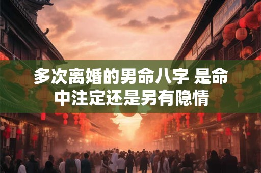 多次离婚的男命八字 是命中注定还是另有隐情