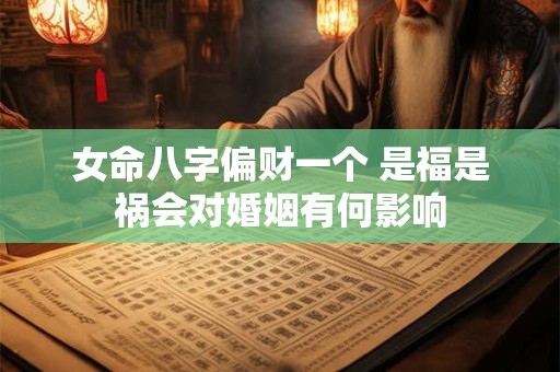 女命八字偏财一个 是福是祸会对婚姻有何影响