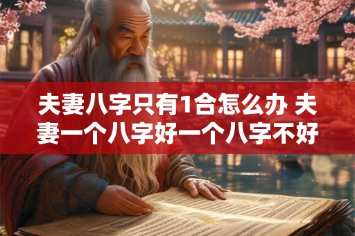 详细阅读:夫妻八字只有1合怎么办 夫妻一个八字好一个八字不好 夫妻八字只有1合怎么办 夫妻一个八字好一个八字不好