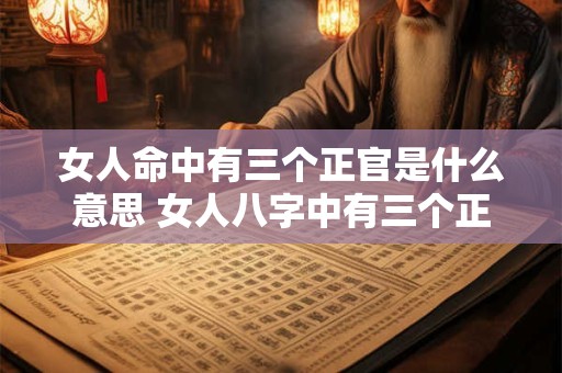 女人命中有三个正官是什么意思 女人八字中有三个正官什么意思