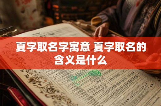 夏字取名字寓意 夏字取名的含义是什么