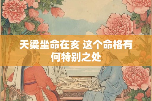 天梁坐命在亥 这个命格有何特别之处