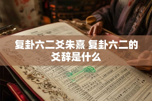 复卦六二爻朱熹 复卦六二的爻辞是什么