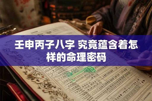 壬申丙子八字 究竟蕴含着怎样的命理密码