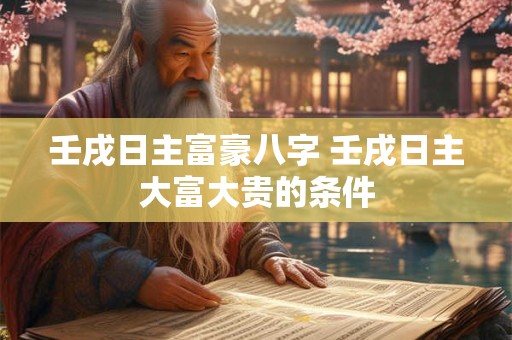 壬戌日主富豪八字 壬戌日主大富大贵的条件