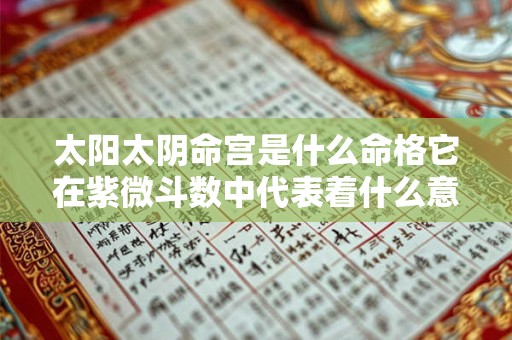 太阳太阴命宫是什么命格它在紫微斗数中代表着什么意义