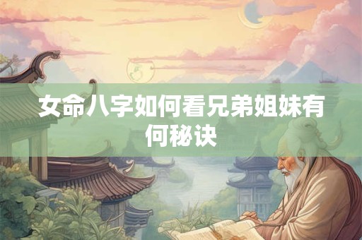 女命八字如何看兄弟姐妹有何秘诀