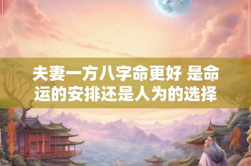 夫妻一方八字命更好 是命运的安排还是人为的选择