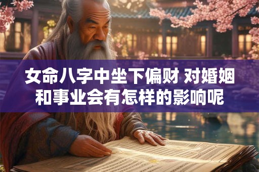 女命八字中坐下偏财 对婚姻和事业会有怎样的影响呢