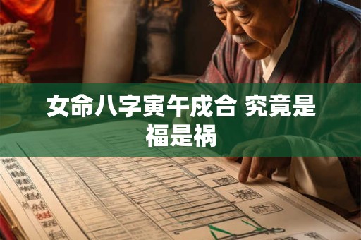 女命八字寅午戍合 究竟是福是祸