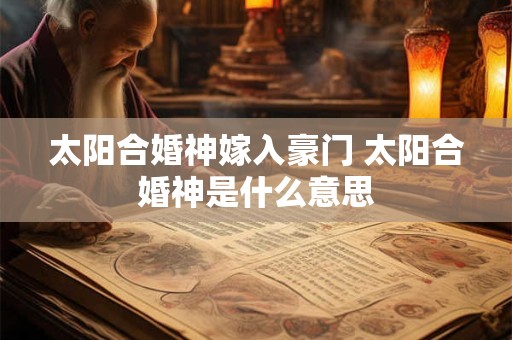 太阳合婚神嫁入豪门 太阳合婚神是什么意思