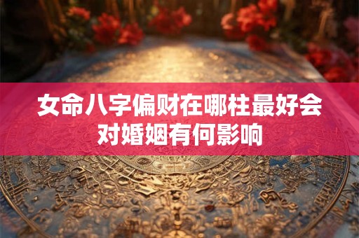 女命八字偏财在哪柱最好会对婚姻有何影响