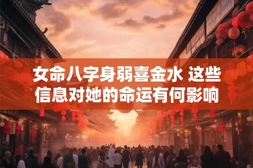 女命八字身弱喜金水 这些信息对她的命运有何影响