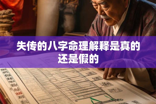 失传的八字命理解释是真的还是假的
