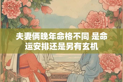 夫妻俩晚年命格不同 是命运安排还是另有玄机