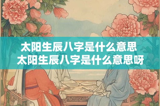 太阳生辰八字是什么意思 太阳生辰八字是什么意思呀