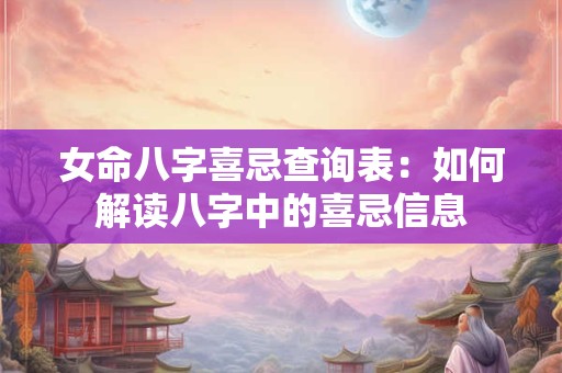 女命八字喜忌查询表：如何解读八字中的喜忌信息