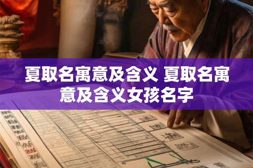 夏取名寓意及含义 夏取名寓意及含义女孩名字