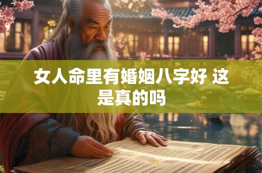 女人命里有婚姻八字好 这是真的吗