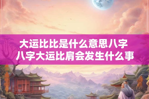 大运比比是什么意思八字 八字大运比肩会发生什么事情