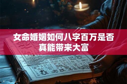 详细阅读:女命婚姻如何八字百万是否真能带来大富 女命婚姻如何八字百万是否真能带来大富