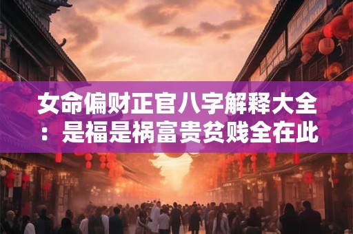 女命偏财正官八字解释大全：是福是祸富贵贫贱全在此