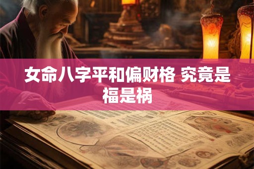 女命八字平和偏财格 究竟是福是祸