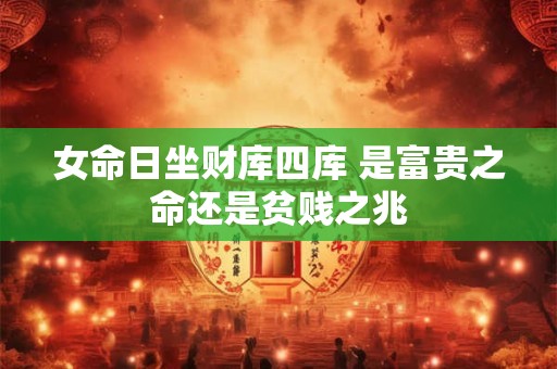女命日坐财库四库 是富贵之命还是贫贱之兆