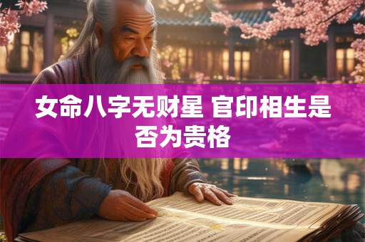 女命八字无财星 官印相生是否为贵格