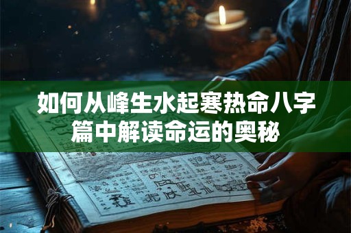 如何从峰生水起寒热命八字篇中解读命运的奥秘 如何从峰生水起寒热命八字篇中解读命运的奥秘