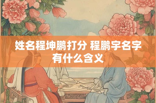 姓名程坤鹏打分 程鹏宇名字有什么含义