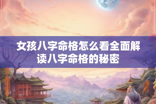 女孩八字命格怎么看全面解读八字命格的秘密