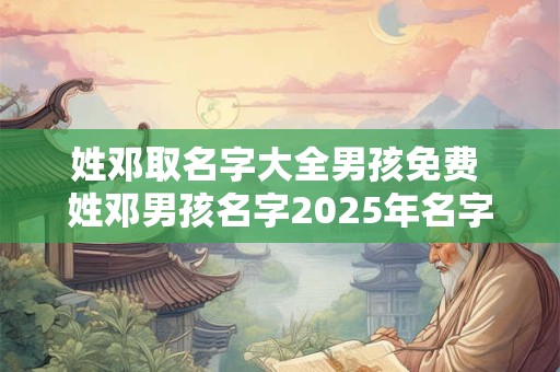 姓邓取名字大全男孩免费 姓邓男孩名字2025年名字大全