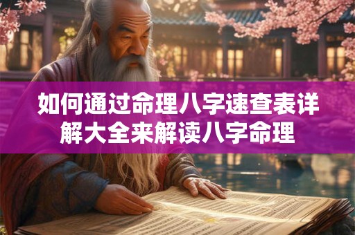 如何通过命理八字速查表详解大全来解读八字命理