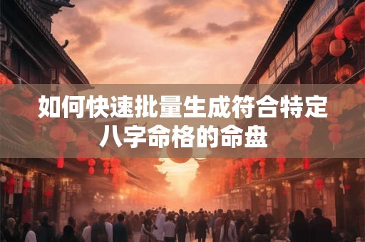 如何快速批量生成符合特定八字命格的命盘