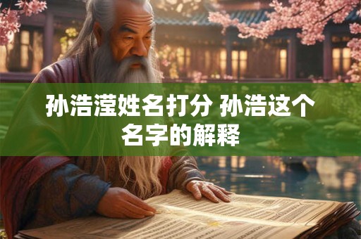 孙浩滢姓名打分 孙浩这个名字的解释