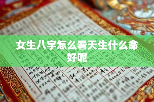 女生八字怎么看天生什么命好呢