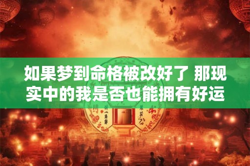如果梦到命格被改好了 那现实中的我是否也能拥有好运