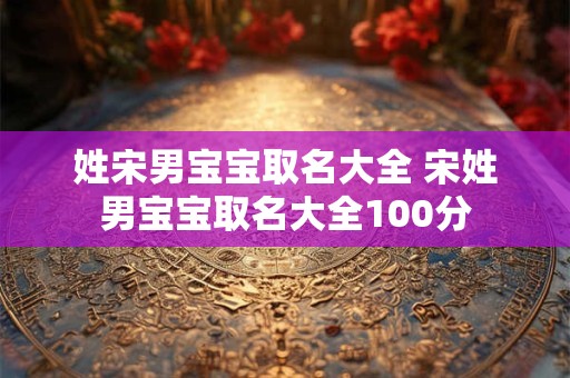 姓宋男宝宝取名大全 宋姓男宝宝取名大全100分