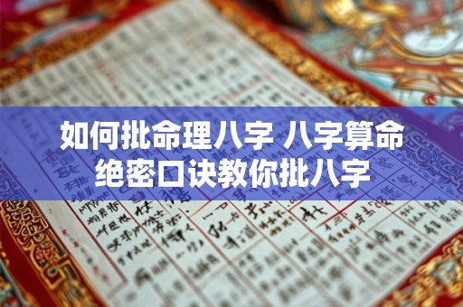 如何批命理八字 八字算命绝密口诀教你批八字 如何批命理八字 八字算命绝密口诀教你批八字