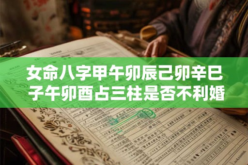 女命八字甲午卯辰己卯辛巳 子午卯酉占三柱是否不利婚姻
