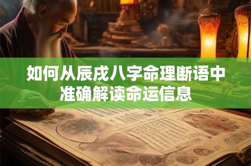 如何从辰戌八字命理断语中准确解读命运信息