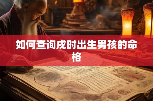 如何查询戌时出生男孩的命格