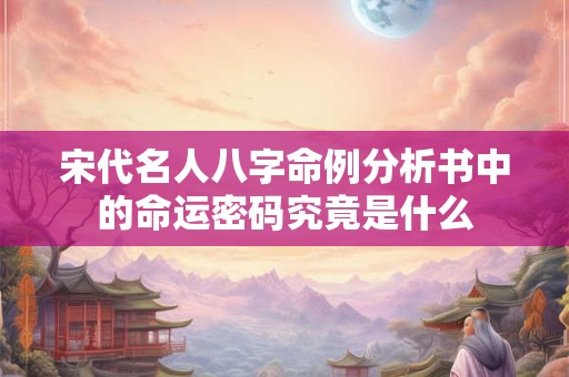 宋代名人八字命例分析书中的命运密码究竟是什么