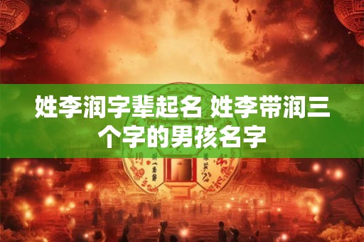姓李润字辈起名 姓李带润三个字的男孩名字