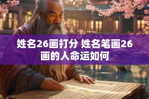 姓名26画打分 姓名笔画26画的人命运如何