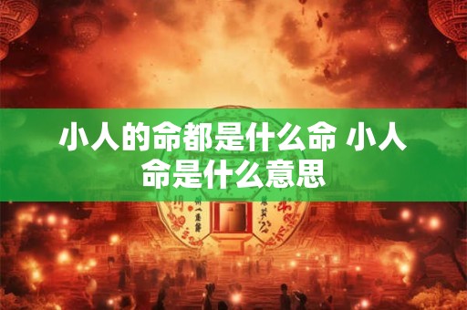 详细阅读:小人的命都是什么命 小人命是什么意思 小人的命都是什么命 小人命是什么意思