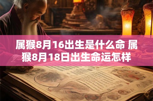 属猴8月16出生是什么命 属猴8月18日出生命运怎样