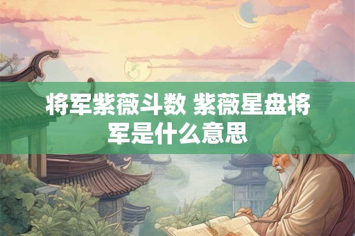 将军紫薇斗数 紫薇星盘将军是什么意思